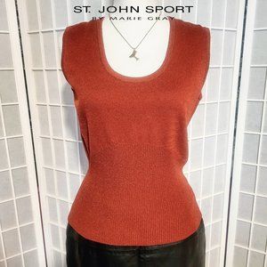 St. John Sport Wool Blend Tank Cami Scoop Neck Burnt Orange Rust Top Sleeveless
